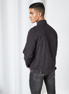 Sleeve Denim Jacket Distressed Black 