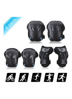 اشتري Knee Pads Set 6 Protector Kit Knee Pads Elbow Pads Wrist Guards Protective Equipment Set Safety Protection Pads for Skateboard Cycling Riding L 30*4*18cm في السعودية