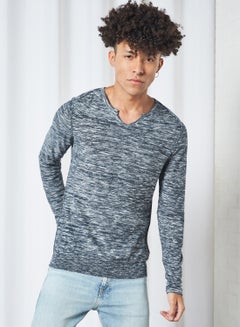 Buy Solid Design Long Sleeves Pullover Blue As Sample in UAE