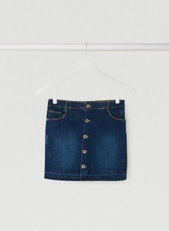 Buy Two Patch Pockets Straight Midi Skirt Denim in Saudi Arabia