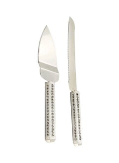 اشتري طقم سكاكين كيك من قطعتين أبيض/فضي 1xCake Shovel 13x37x3, 1xLarge Knife 20سم في السعودية
