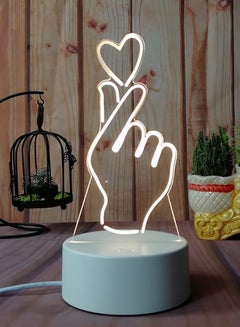 Buy 3D Finger Heart Shaped LED Bedside Night Light white 10x4cm in UAE