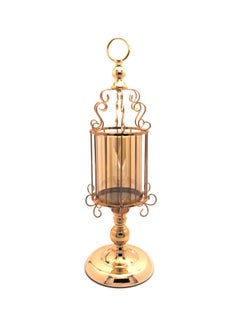 Buy Ramadan Lantern With Holder Gold 12x12x54cm in Saudi Arabia