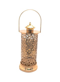 Buy Ramadan Lantern With Holder Gold 15x15x48cm in Saudi Arabia