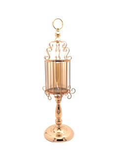 Buy Ramadan Lantern With Holder Gold 12x12x60cm in Saudi Arabia
