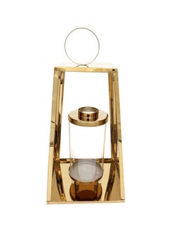 Buy Candle Holder Gold/Clear 20x33cm in Saudi Arabia