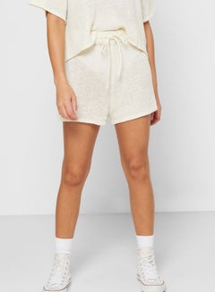 Buy Solid Knitted Shorts White in UAE