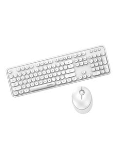 Buy Wireless Keyboard Mouse Set Circular Suspension Key Cap For PC Laptop White in UAE