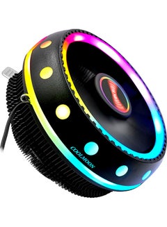 اشتري Ufox Cpu Cooler 12v 3pin colourful Rgb Blow Down Desktop Radiator Replacement For Intel Lga 775/Lga115x  Amd Fm1/Fm2/Am2/Am3/Am4 Black في السعودية