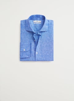 Buy Avispe Plain Long Sleeve Shirt Blue in Saudi Arabia