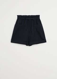 Buy Drawstring Waist Relaxed Fit Shorts Dark Grey in Saudi Arabia