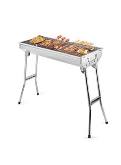 Buy Stainless Steel Charcoal Bbq Grill With Stand Silver 73x71x34cm in UAE