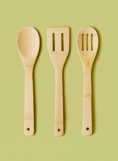Buy 3 Piece Kitchen Accessories - Made Of Bamboo - Stylish Kitchen Tools - Utensils Set - Spatulas - Brown Beige in Saudi Arabia