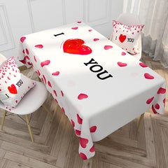 Buy 1-Piece Love Pattern Printed Modern Waterproof And Anti-Fouling Table Cloth White 40x70cm in Saudi Arabia