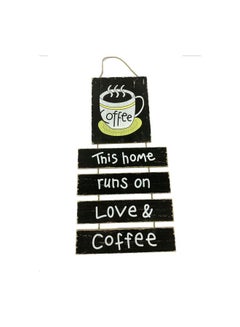 Buy Coffee Themed Wall Hanging Sign Board Black/White/Green 35x70cm in UAE