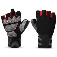 Buy Sports Full Wrist Protection Half Finger Fitness Gloves Breathable Tear-resistant 22cm in UAE