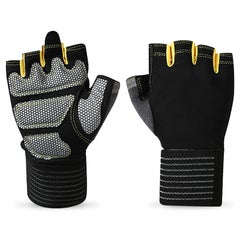 Buy Sports Full Wrist Protection Half Finger Fitness Gloves Breathable Tear-resistant 22cm in UAE