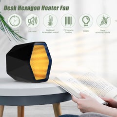 Buy Adjustable 3-Seconds Heat Overheat Protection Desk Hexagon Heater Fan Black 17.5cm in Saudi Arabia