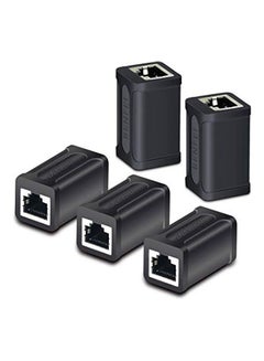 Buy 5-Piece RJ45 Female To Female Ethernet Coupler Black/Silver in UAE