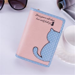 Buy Cute Color Contrast Cat Design Ladies Wallet Orange in UAE