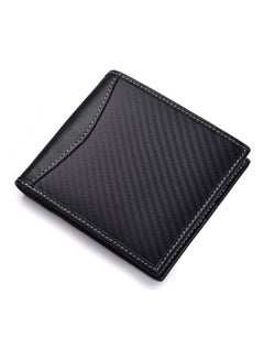 Buy Carbon Fiber Leather Antimagnetic Cowhide Wallet Black in Saudi Arabia