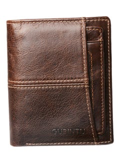 Buy Retro Style Leather Short Wallet Brown in Saudi Arabia