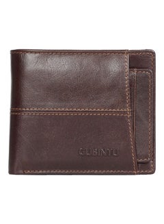 Buy Retro Style Leather Short Vertical Pull Card Top Wallet Brown in UAE