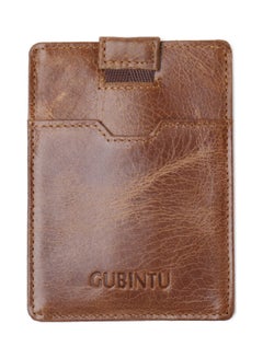 Buy Anti Magnetic Head Layer Ultra Thin Leather Card Bag Brown in Saudi Arabia