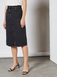 Buy Five Pockets Midi Skirt Clear Grey Denim in Saudi Arabia