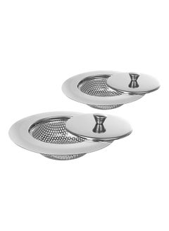 Buy 2 Pieces Stainless Steel Kitchen Sink Strainer with Lid Anti-clogging Block Food Particles silver in UAE