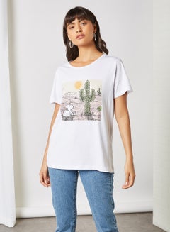 Buy Graphic Print Short Sleeve T-Shirt Bright White Front Print in UAE