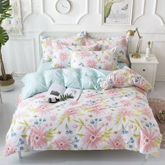 Buy 4-Pieces King Size Plant Printed Bedding Set Polyester Multicolour in Saudi Arabia