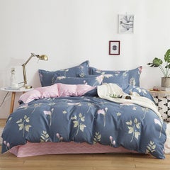 Buy 4-Pieces King Size Plant Printed Bedding Set Polyester Multicolour in Saudi Arabia