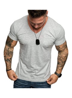 Buy Solid Cotton T-Shirt Light Gray in Saudi Arabia