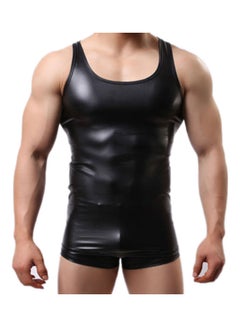 اشتري Faux Leather Slim Fitness Onesie Black في السعودية