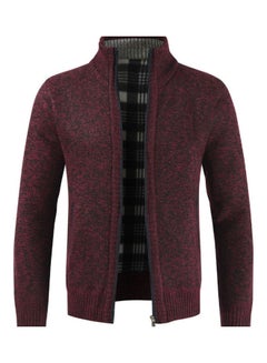 Buy Men's Knitted Cardigan Coat Red in Saudi Arabia