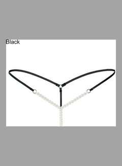 Buy Lady Crotchless Faux Pearls String G-string Briefs Underwear Underpants Black in Saudi Arabia