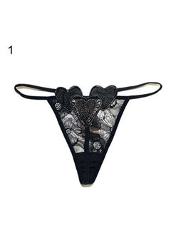 Buy Women Lace Hollow Low Waist Panty G-String Underwear Black in Saudi Arabia