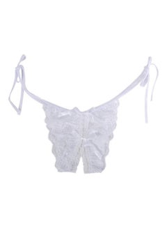 اشتري Women Lace Crotchless See Through Low Rise G-String Thong Briefs Underwear أبيض في السعودية