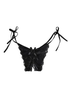 Buy Women Lace Crotchless See Through Low Rise G-String Thong Briefs Underwear Black in Saudi Arabia
