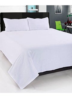 Buy Flat Bed Sheet Cotton White 240x280cm in UAE