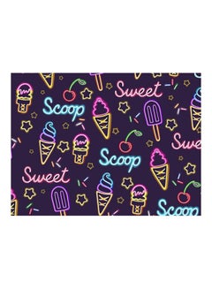 Buy Ice Cream Printed Self-Adhesive Wall Sticker Purple/Yellow/Blue 60x45cm in Egypt