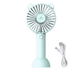 Buy 3-Speed Low Noise Personal Desk Handheld Fan With Base Blue 21cm in Saudi Arabia