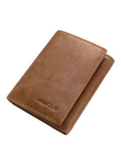 Buy Men's Tri-Fold Leather Wallet Light Coffee in Saudi Arabia