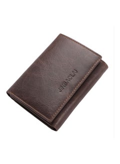 Buy Personality Splicing Leather Wallet Deep Coffee in Saudi Arabia