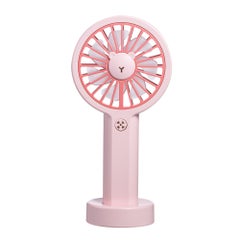 Buy Cute Bear Shape 3-Gears Adjustable Colorful Light Mini Handheld Desk USB Fan Pink 18.7cm in Saudi Arabia