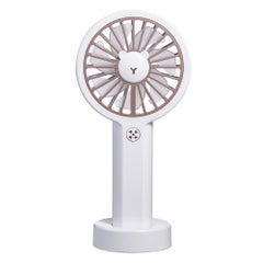 Buy Cute Bear Shape 3-Gears Adjustable Colorful Light Mini Handheld Desk USB Fan White 18.7cm in Saudi Arabia