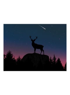 Buy Deer Printed Self Adhesive Wall Sticker Black/Blue 60x45cm in Egypt