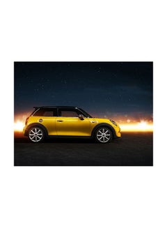 Buy Mini Cooper S Printed Self Adhesive Wall Sticker Yellow/Brown/Blue 60x45cm in Egypt