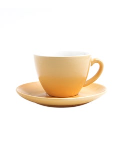 Buy Ceramic Coffee Cup And Saucer Matte Yellow 8.8x8.8x5.4cm in Saudi Arabia